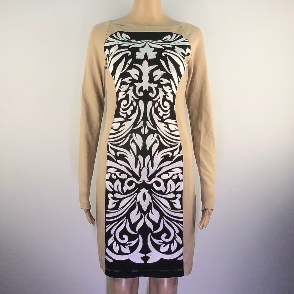 Womens embroidered black and brown dress